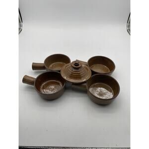 Nonstick ceramic Soup Bowl handle 4.5" pots 1 lid STONEWAVE pottery Set 5 french